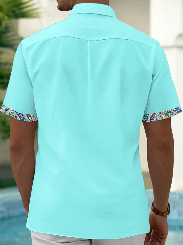 Men's short sleeve floral shirt back view