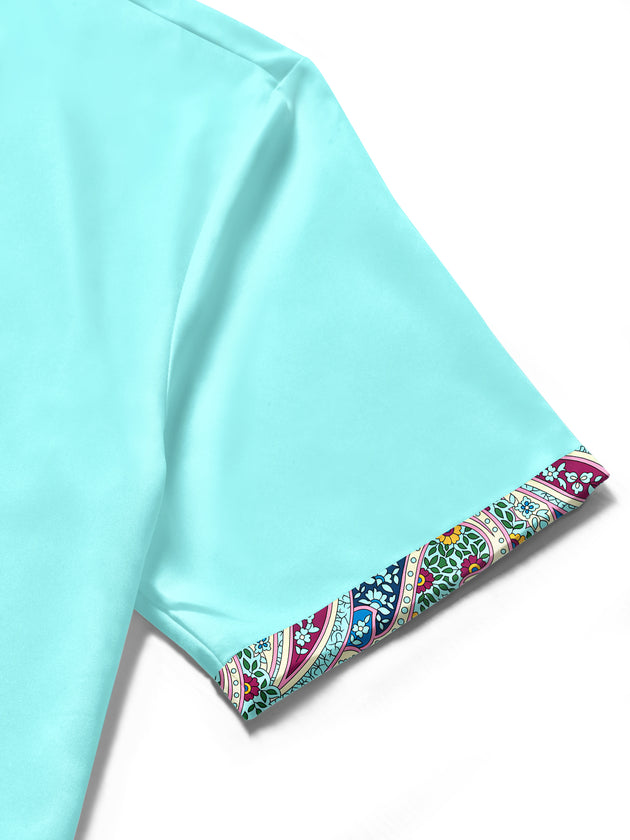 men's floral shirt close-up short sleeve