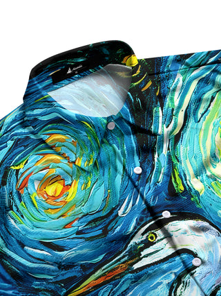 men's graphic art shirt side view