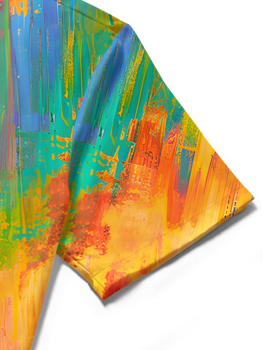 men's tie dye shirt close-up short sleeve