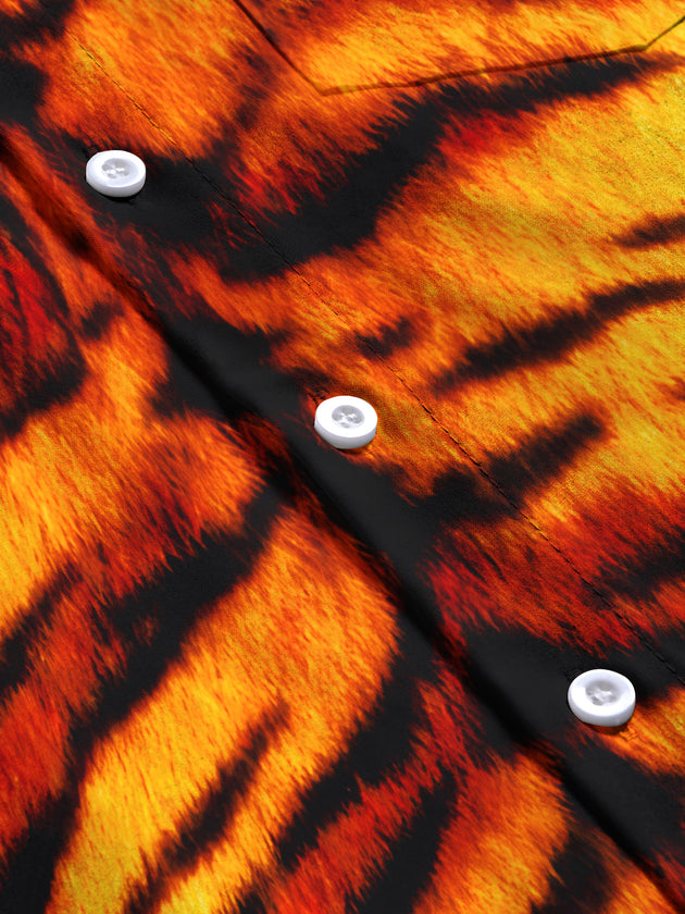 men's tiger print short sleeve flat lay shirt