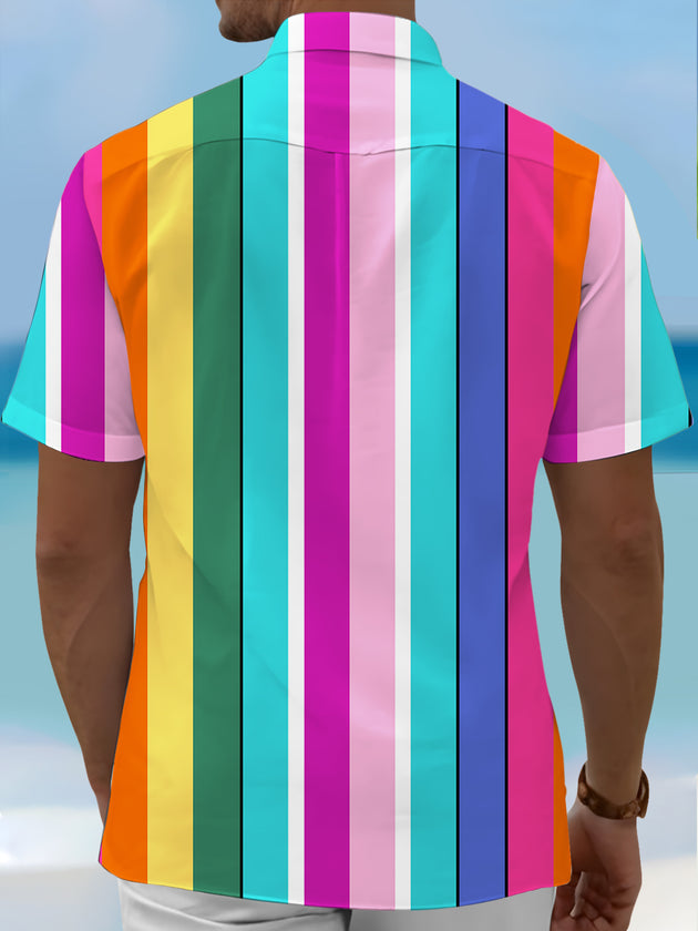 men's printed shirt back view