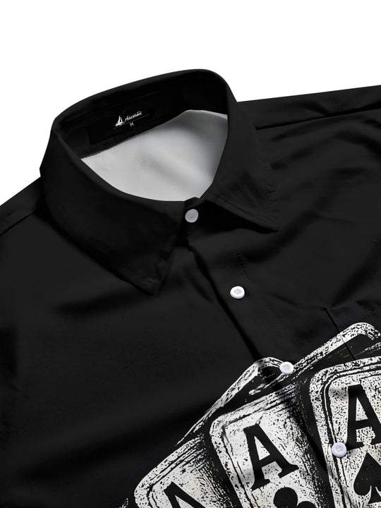 men's gothic print shirt side view