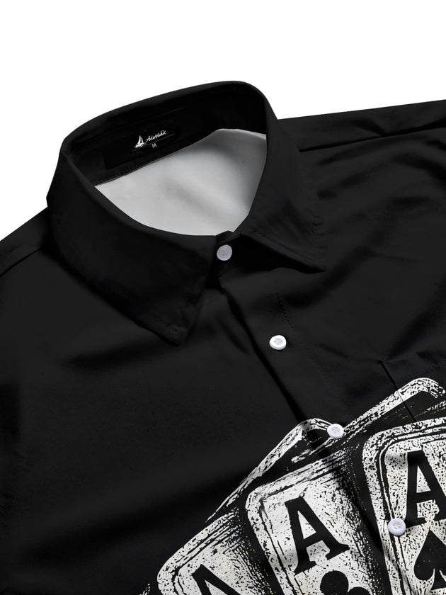 men's gothic print shirt side view