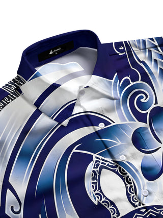 Men's abstract geometric print short sleeve shirt side view