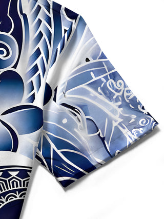 men's abstract print shirt close-up short sleeve