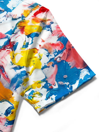 men's tie dye shirt close-up short sleeve