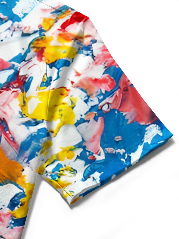men's tie dye shirt close-up short sleeve