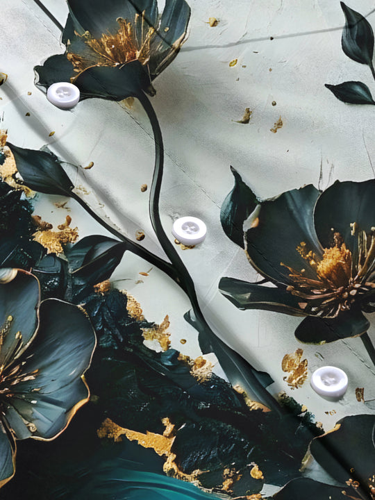 Men's floral print short sleeve shirt flat lay