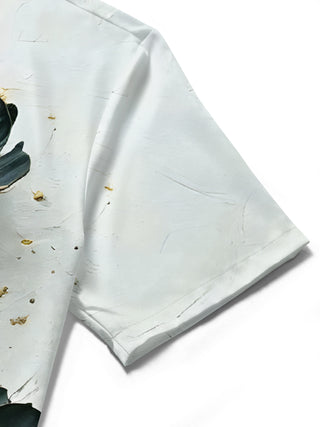men's floral shirt close-up short sleeve