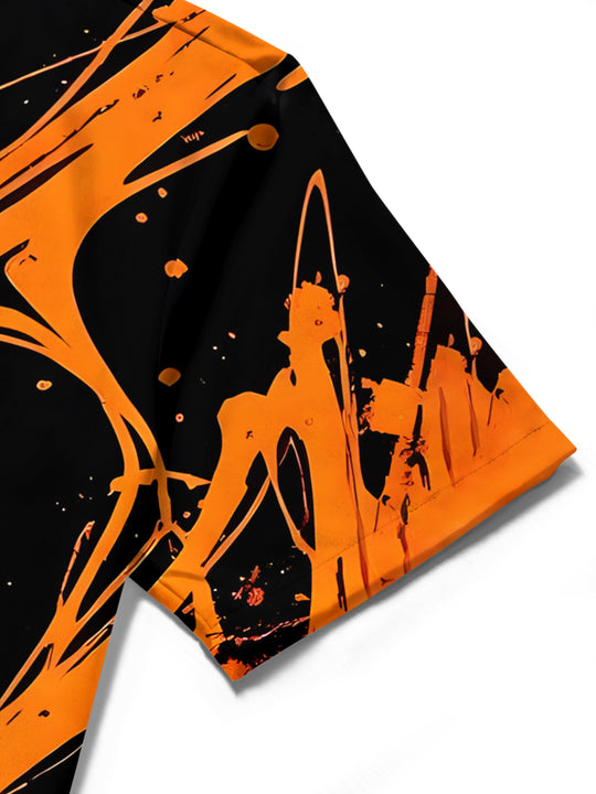 men's gradient print shirt close-up short sleeve