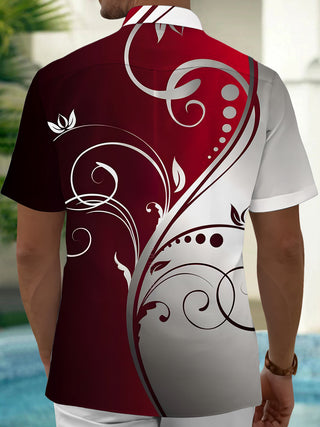 Men's floral short sleeve shirt back view