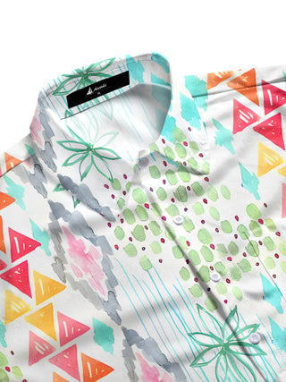 Men's geometric pattern pocket short sleeve shirt flat lay