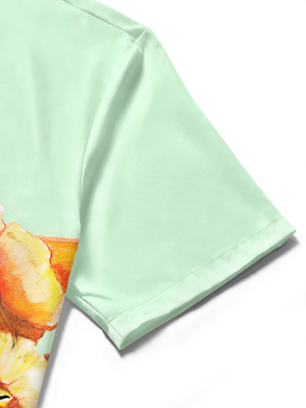 men's floral shirt close-up short sleeve
