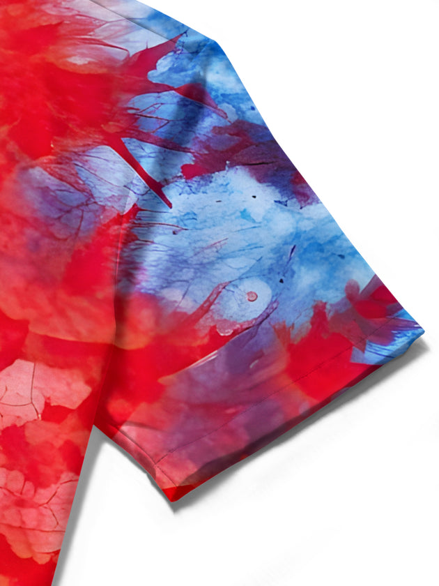 men's tie dye shirt close-up short sleeve