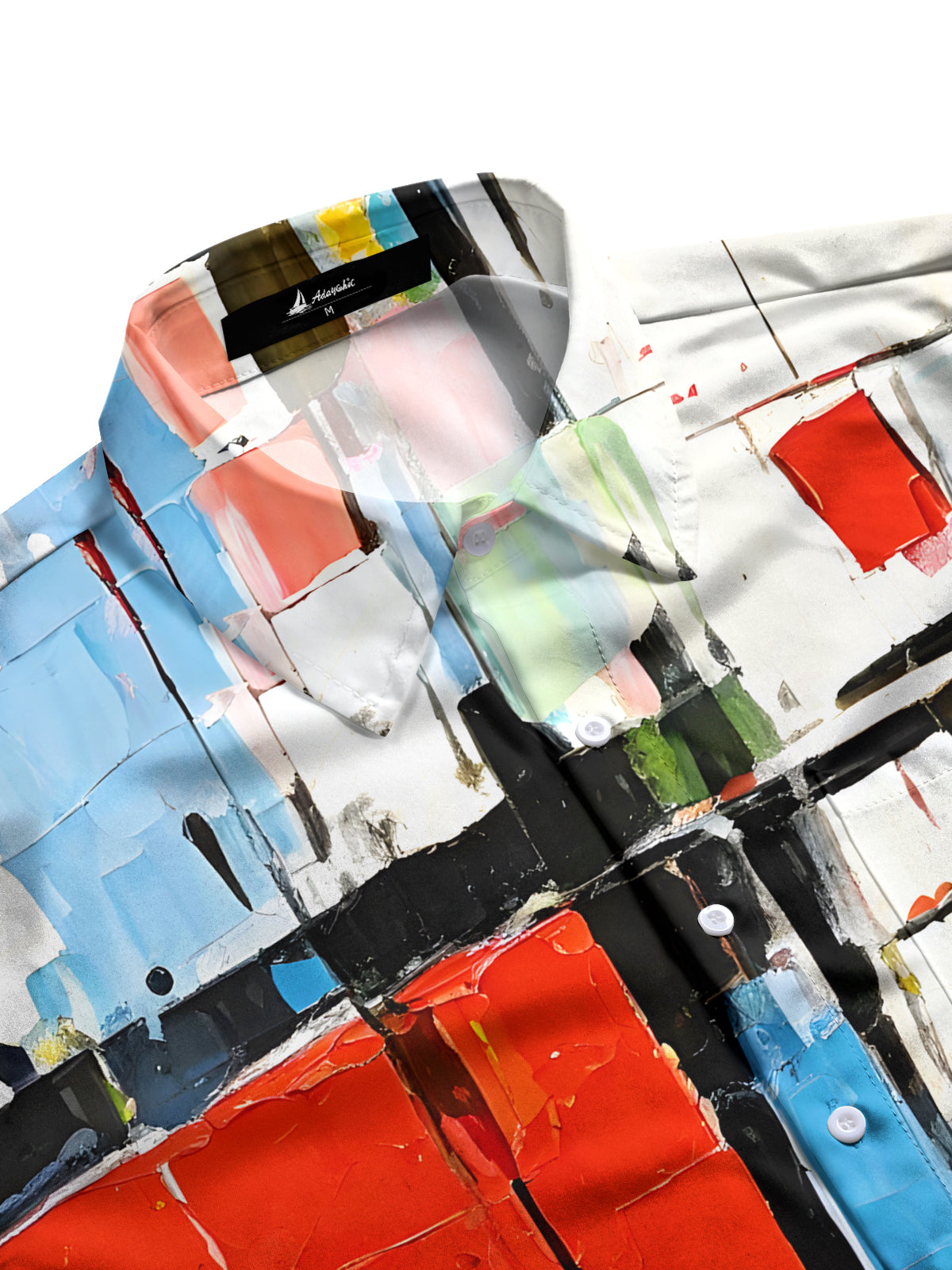 Geometric Color Block Print Men's Pocket Short Sleeve Shirts