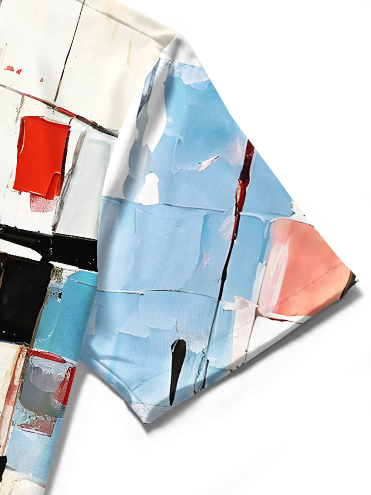 Geometric Color Block Print Men's Pocket Short Sleeve Shirts