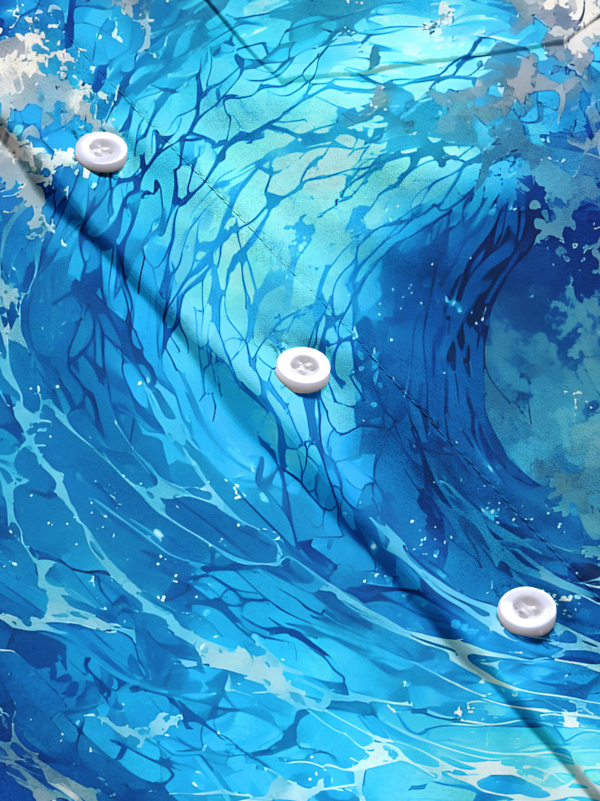 Hawaiian Ocean Waves Men's Pocket Short Sleeve Shirts