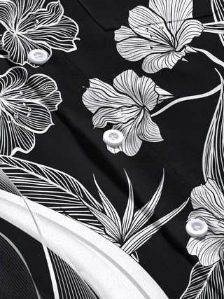 men's floral short sleeve flat lay shirt