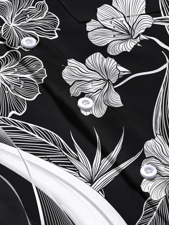 men's floral short sleeve flat lay shirt