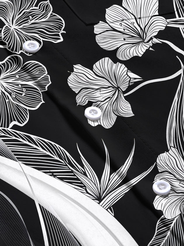 men's floral short sleeve flat lay shirt