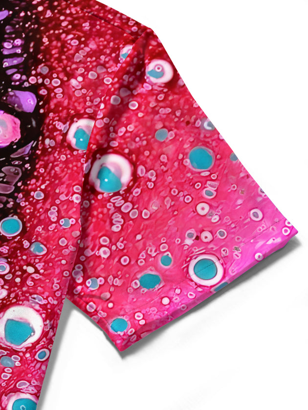 men's abstract print shirt close-up short sleeve