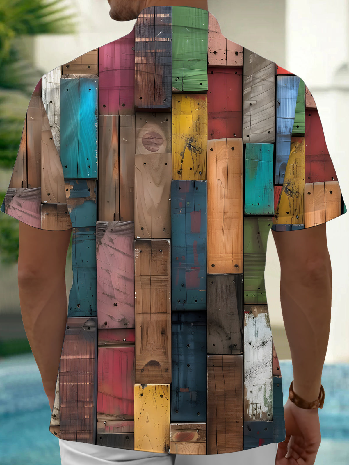 Board Print Men's Pocket Short Sleeve Shirts