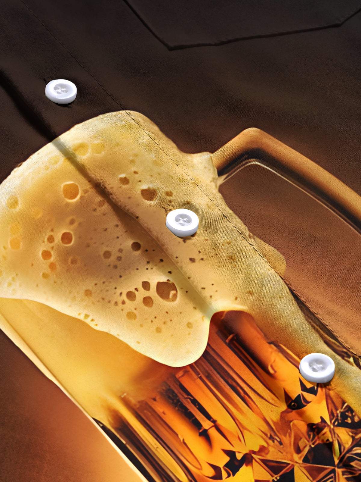 Beer Print Men's Pocket Short Sleeve Shirts