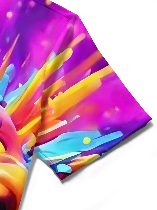 men's abstract print shirt close-up short sleeve
