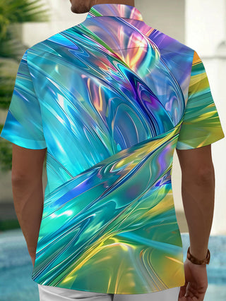 men's geometric print shirt back view