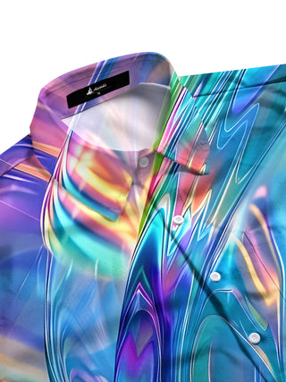 Men geometric print half sleeve shirt side view