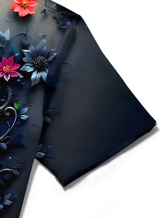 men's floral shirt close-up short sleeve