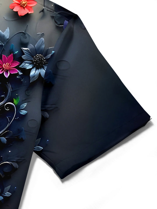 men's floral shirt close-up short sleeve