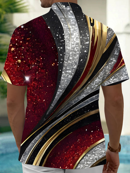 men's geometric print shirt back view