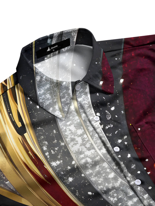 Men's geometric print half sleeve shirt side view