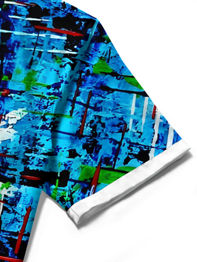 men's tie dye shirt close-up short sleeve