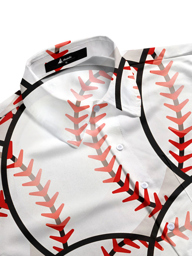 Men's short sleeve sports print shirt side view