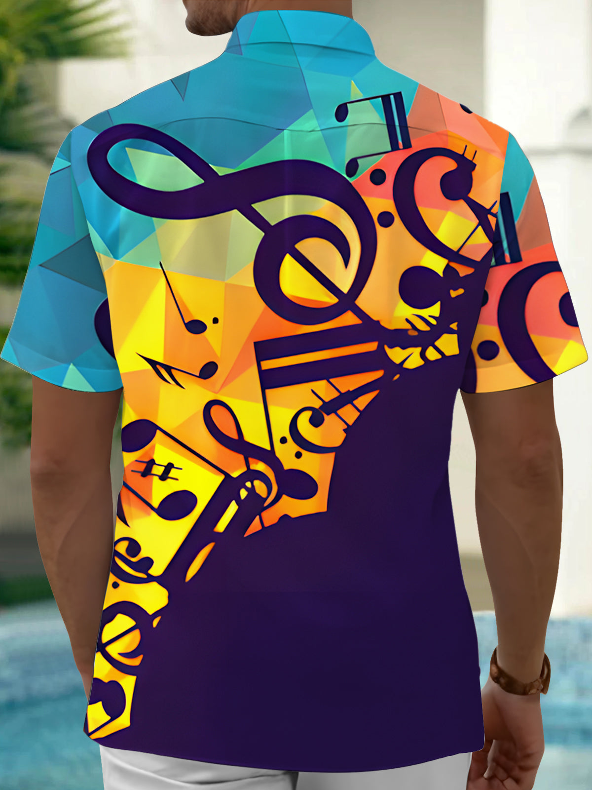 Music Note Men's Pocket Short Sleeve Shirts