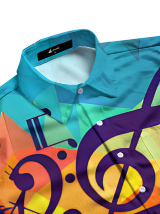 men's guitar print shirt side view