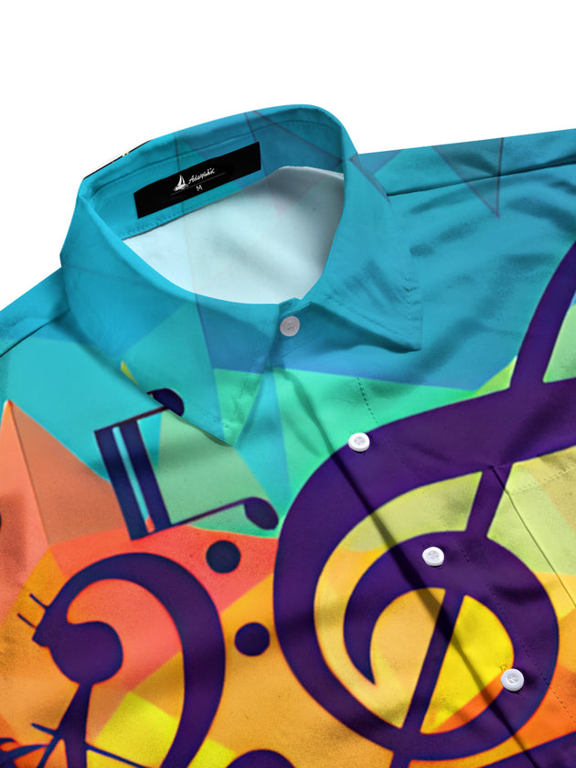 men's guitar print shirt side view