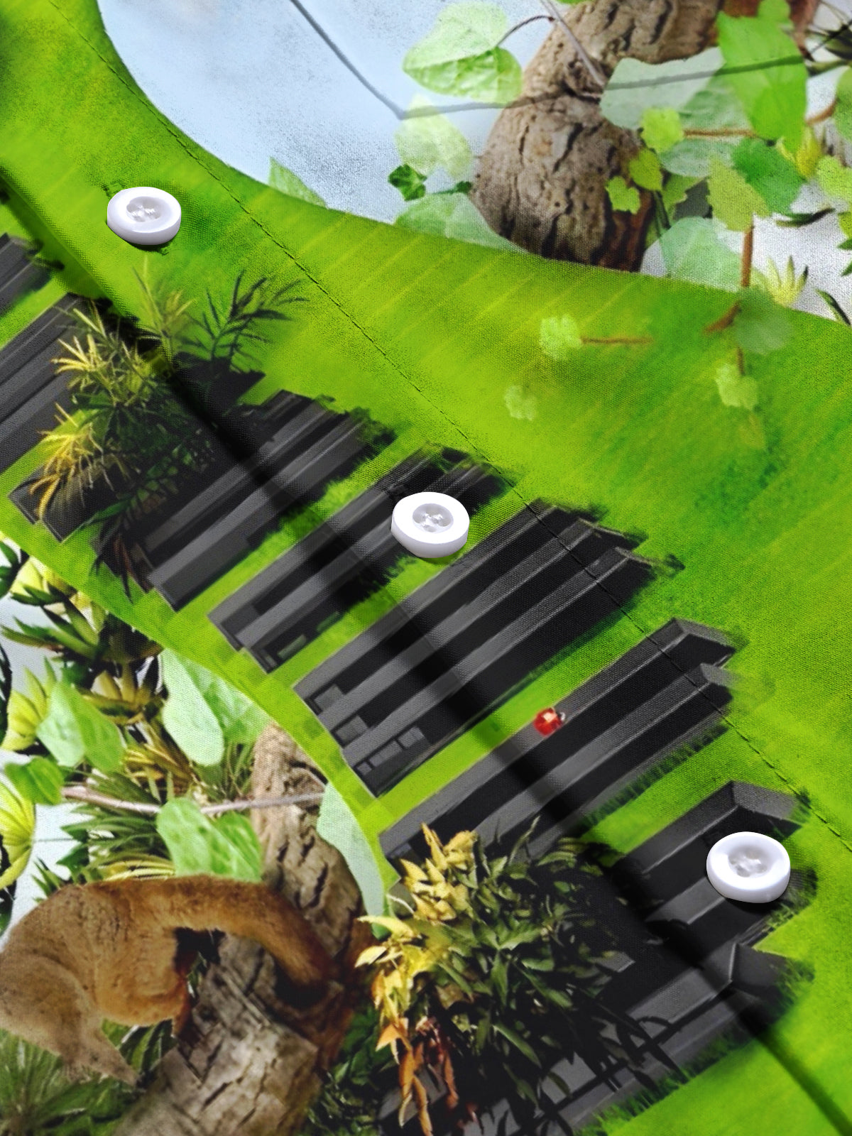 Green Grass Piano Men's Pocket Short Sleeve Shirts