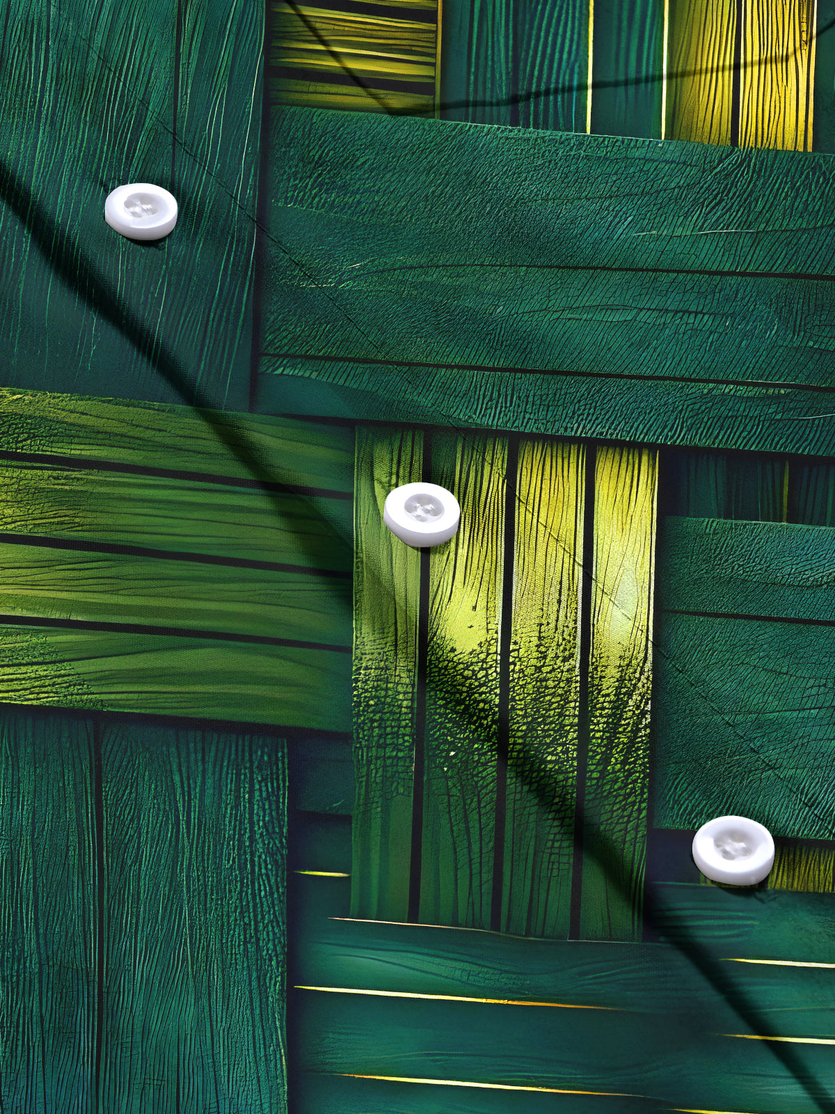 Woven Bamboo Rattan Men's Pocket Short Sleeve Shirts