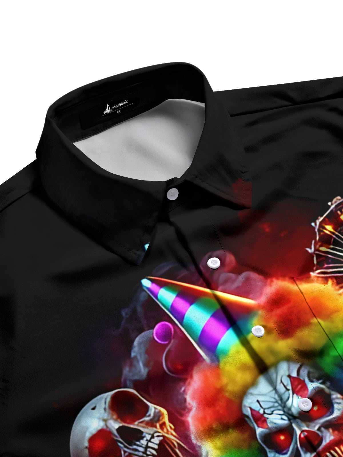 Clown Skull Print Men's Pocket Short Sleeve Shirts