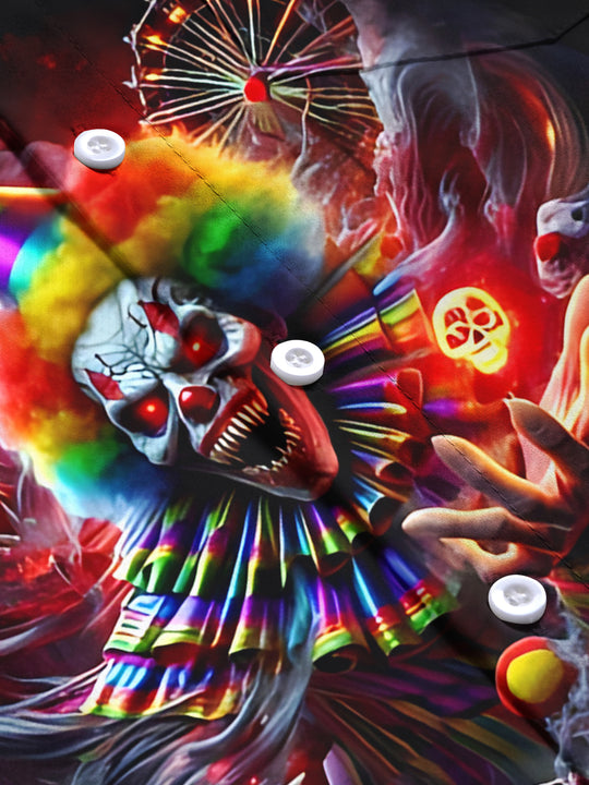 Clown Skull Print Men's Pocket Short Sleeve Shirts