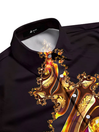 Men geometric print short sleeve shirt side view
