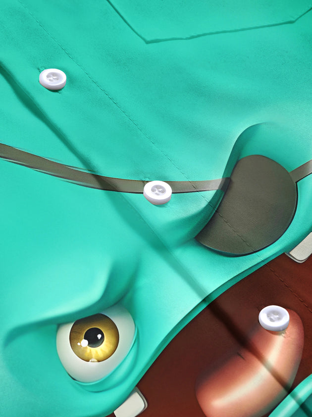 men's funny print short sleeve shirt close-up detail fabric texture