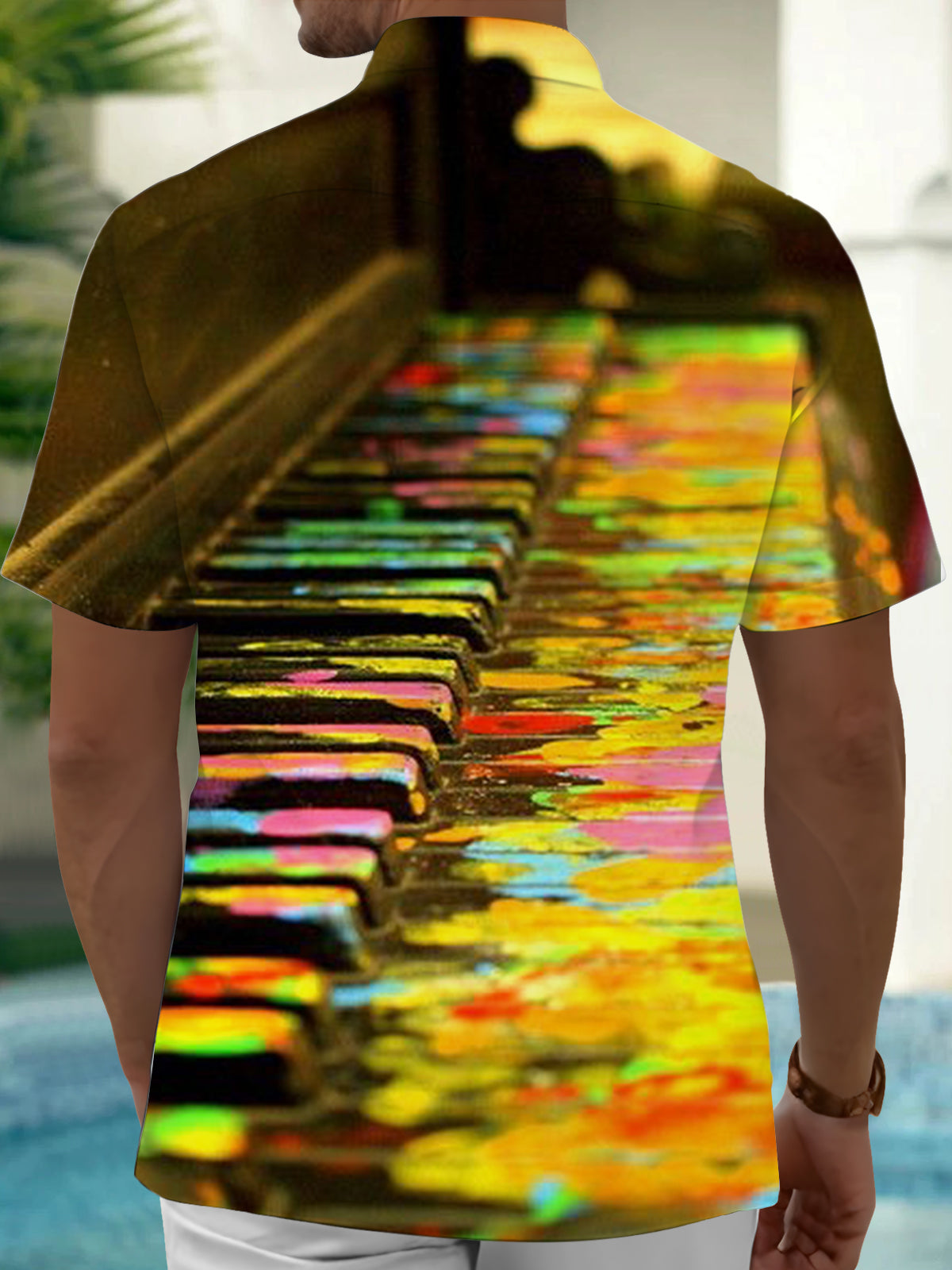 Vintage Piano Men's Pocket Short Sleeve Shirts
