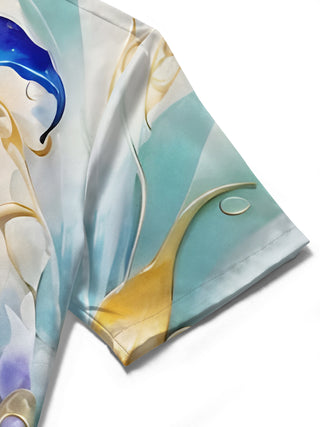men's floral shirt close-up short sleeve