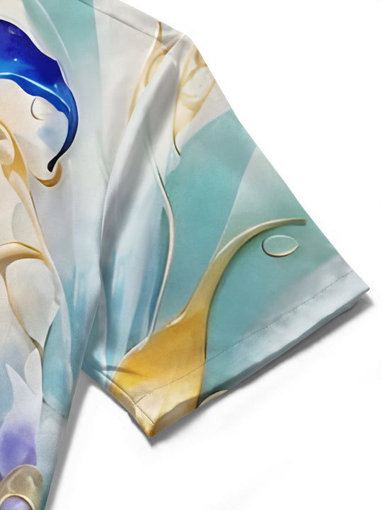 men's floral shirt close-up short sleeve