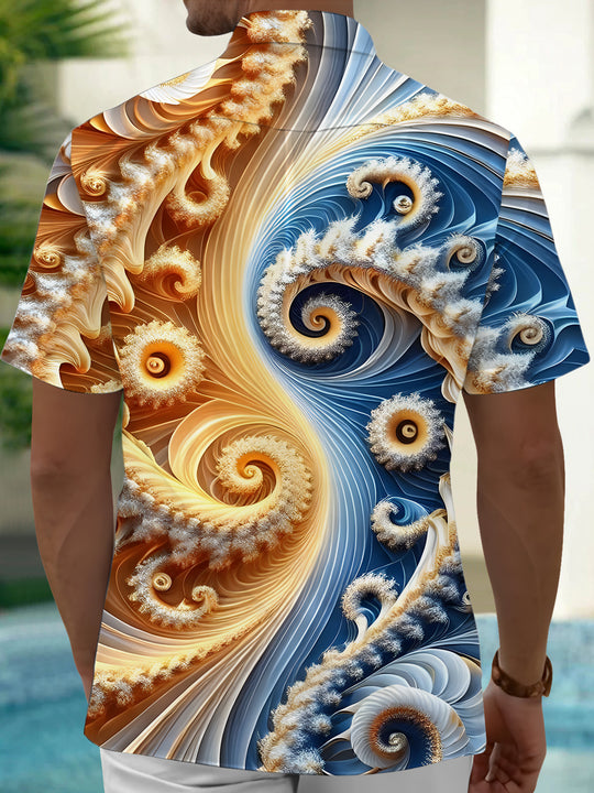 Men's abstract print short sleeve shirt back view